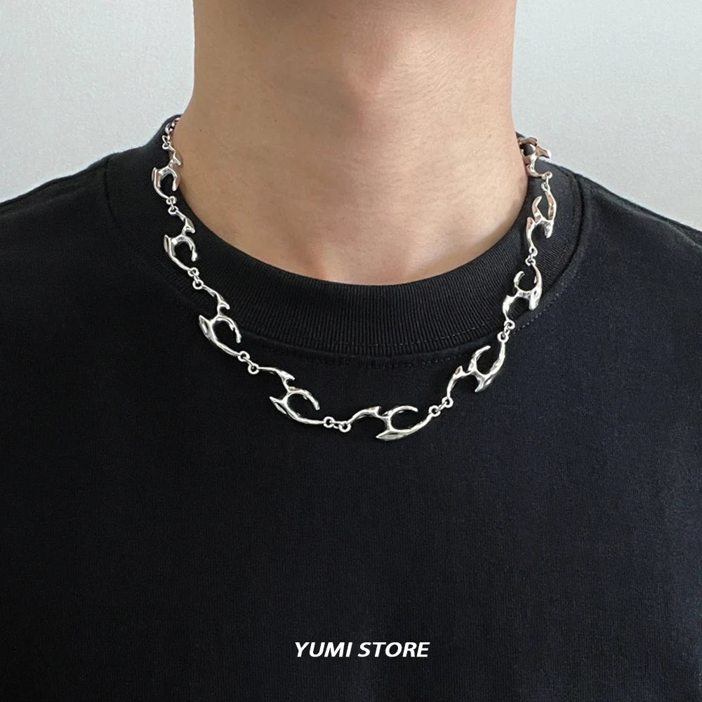 Trend Irregular Titanium Steel Necklace For Man Luxury Collar Chain Unisex Jewelry Street Hip Hop Accessories