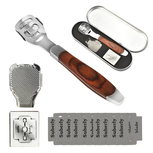 Stainless Steel Foot Shaver – Callus and Hard Skin Remover Tool, 10 Blades