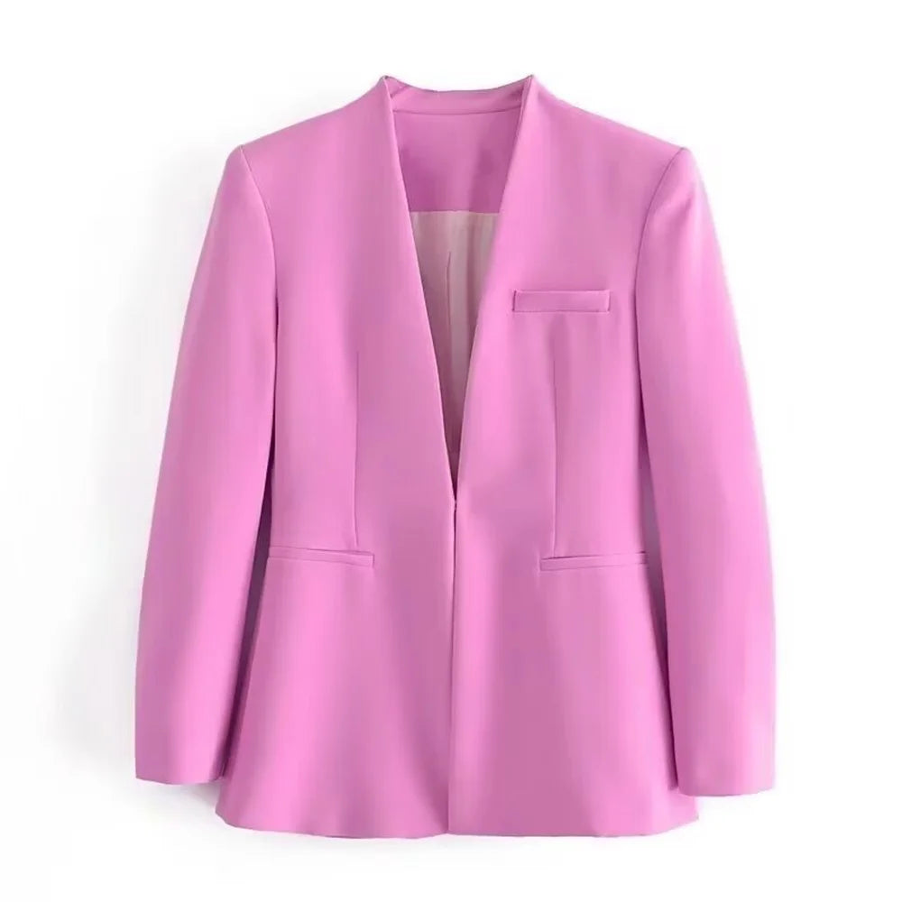 Casual Women's Wear Simple Fashion Solid Color Suit Top Straight Pants Set Two Piece Set Blazer Pants