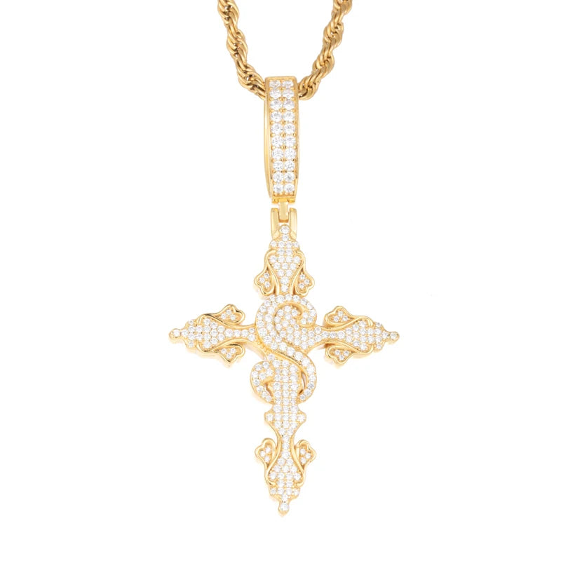 S925 Moissanite Pendant Necklace – Iced Out Cuban Pendant, Silver/White Gold, 3/3mm Steel Rope Chain, 20in