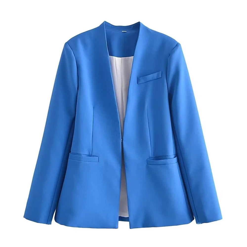 Casual Women's Wear Simple Fashion Solid Color Suit Top Straight Pants Set Two Piece Set Blazer Pants