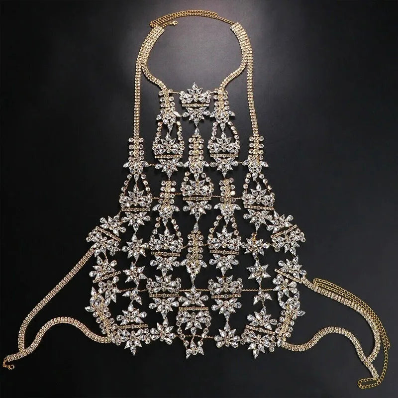 Rhinestone Bra Rave Chain Glitter Jewelry  Geometry Hollow Crystal Body Chain