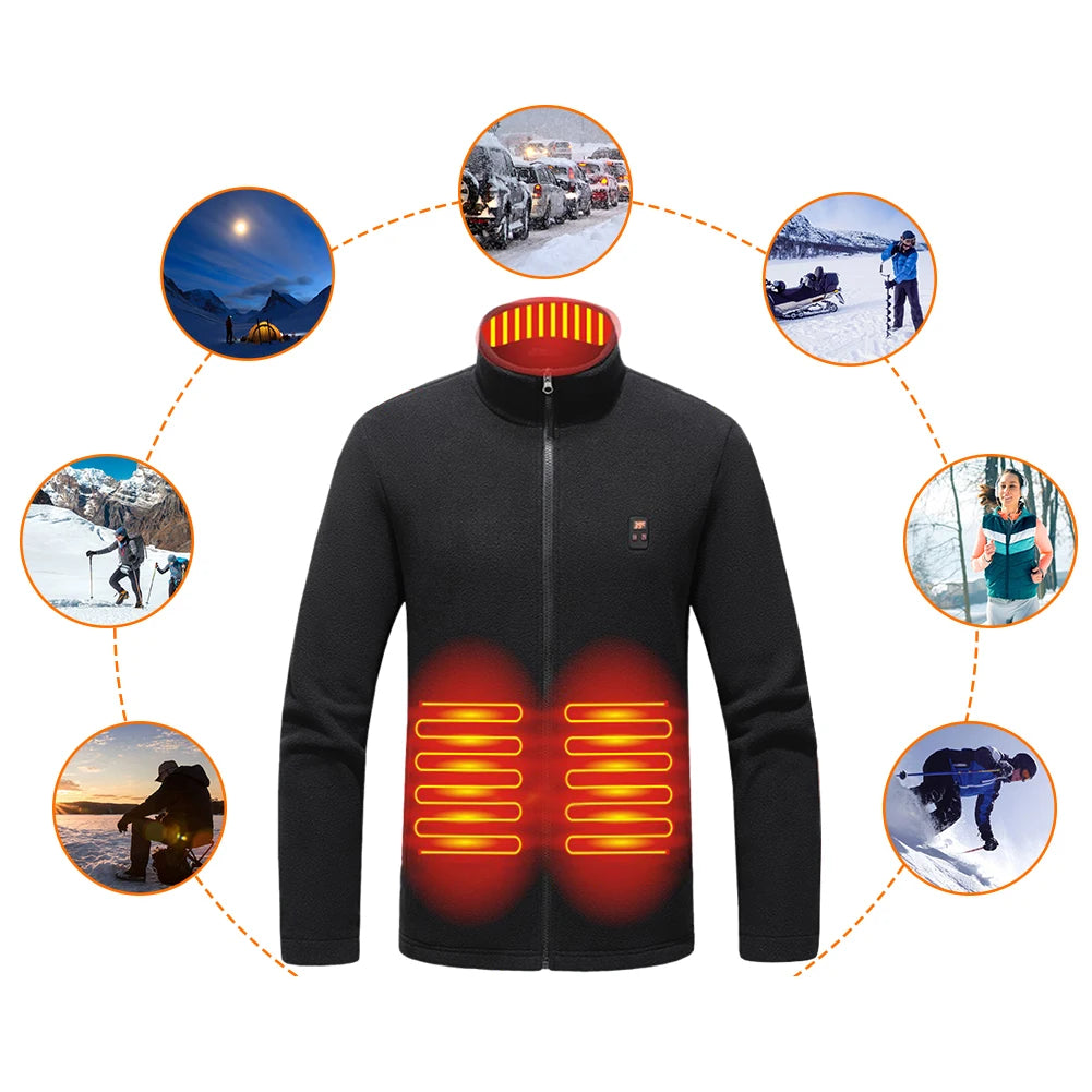 9 Heated Area  Jacket USB Charging Insulated Jackets Waterproof Heated Sweater 3 Gear Temperature for Hiking Skiing