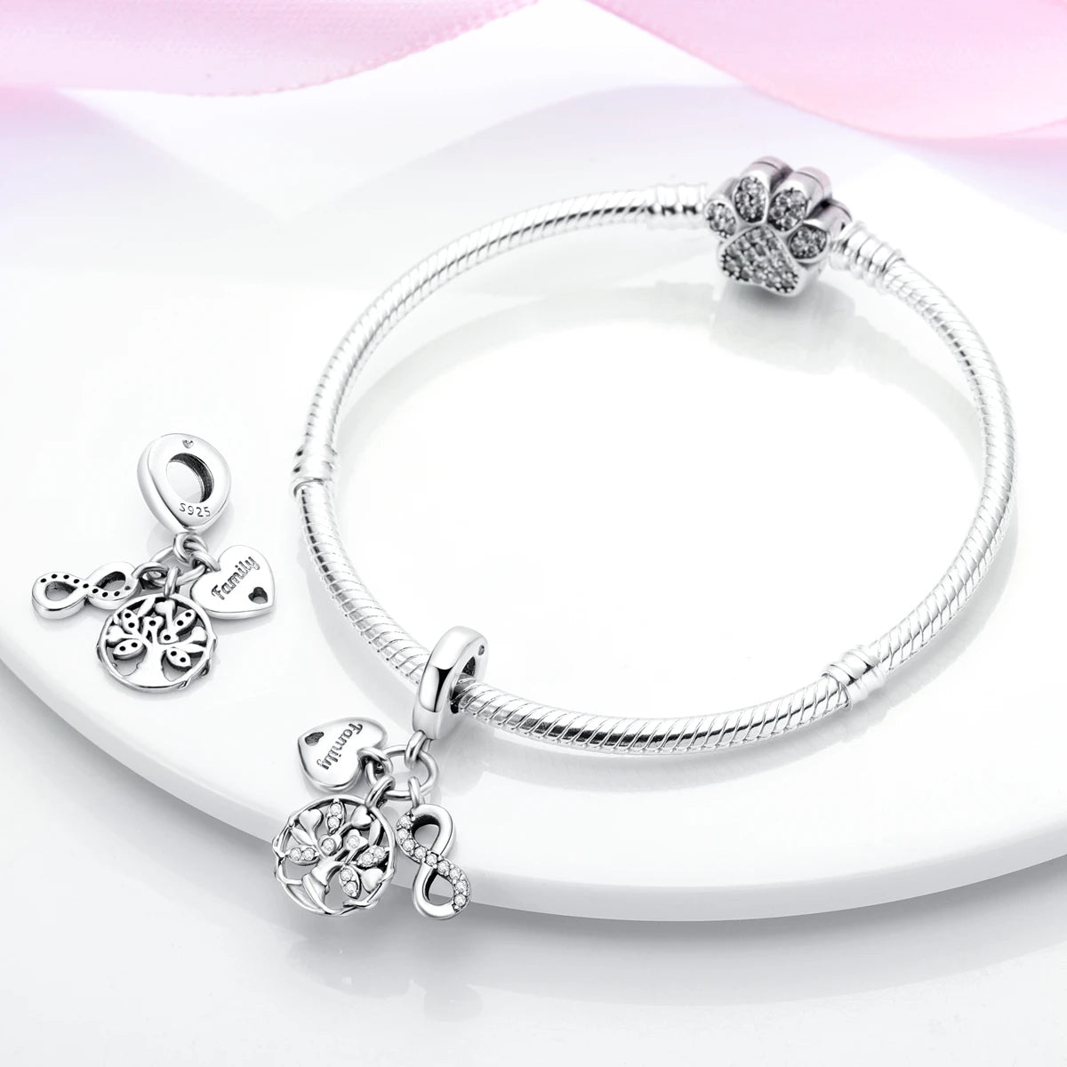 925 Sterling Silver Life Tree Symbol Series Charms Beads Fit Original Pandora Bracelets