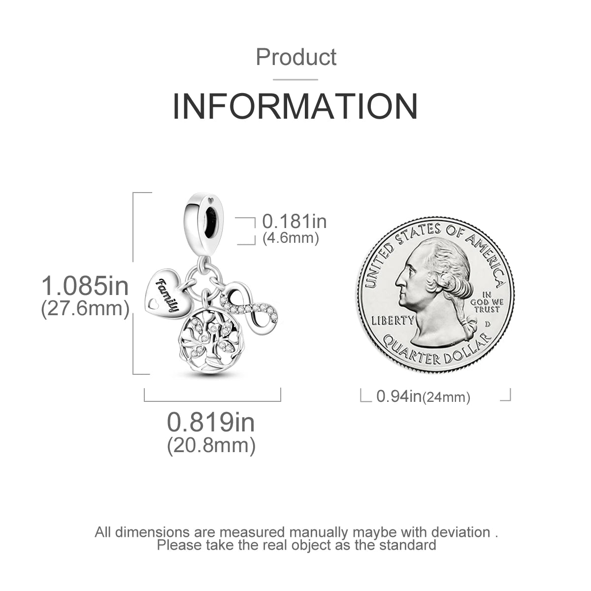 925 Sterling Silver Life Tree Symbol Series Charms Beads Fit Original Pandora Bracelets