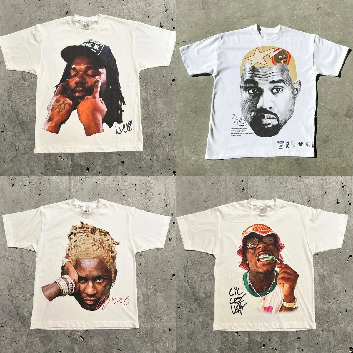Men's T-Shirt Retro Trend Portrait Print Short Sleeve T-Shirt Y2k Gothic  Hip Hop Couple Casual Loose T Shirt Summer Top