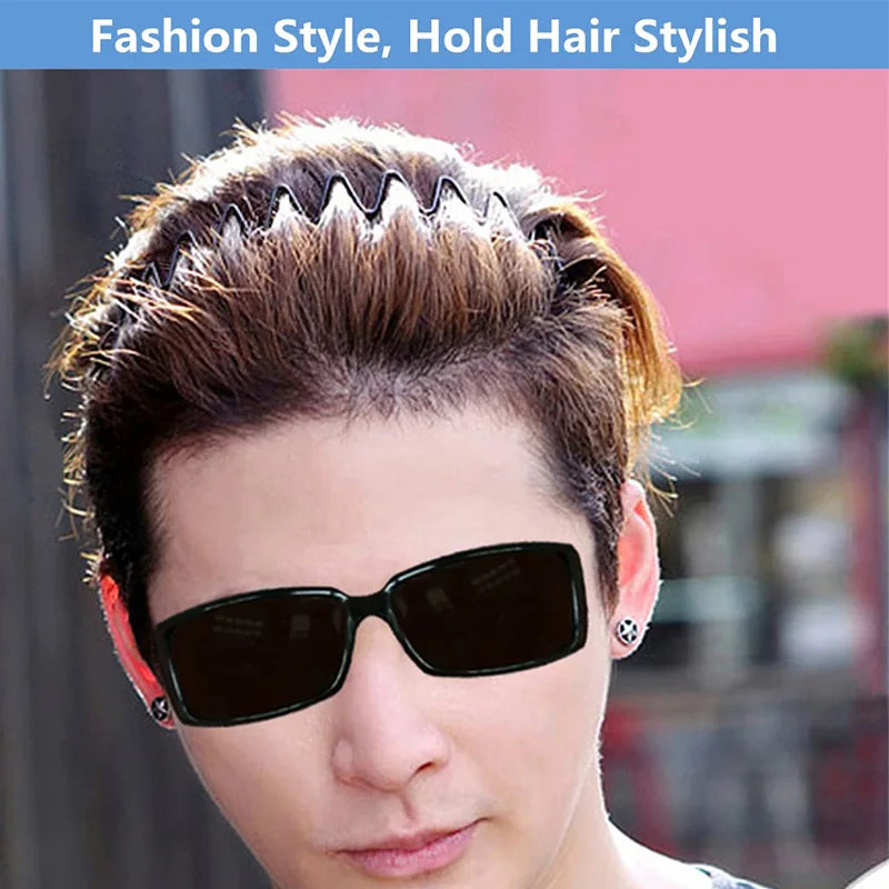 Unisex Black Elastic Non Slip Simple Metal Headbands For Women Wavy Hairband Spring Hair Hoop Fashion Hair Accessories