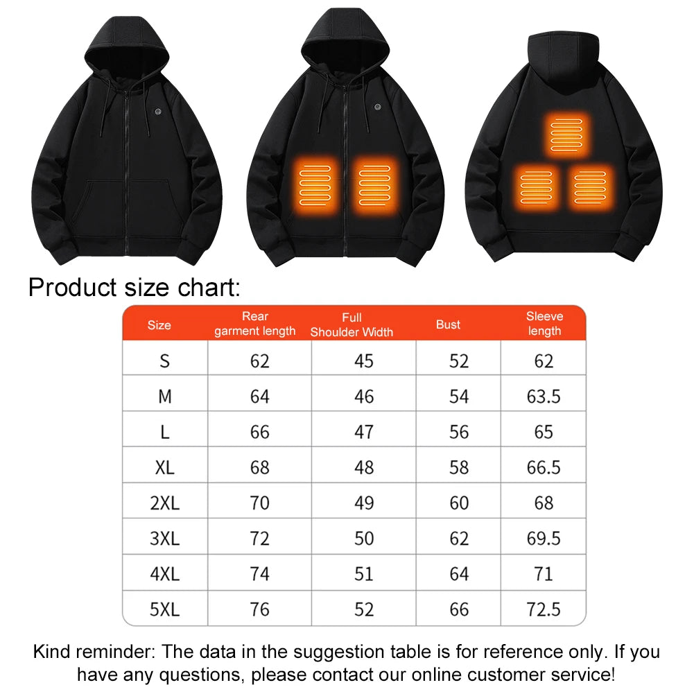 Outdoor Electric USB Heating Sweaters Hoodies for Men and Women Winter Warm Heated Clothes