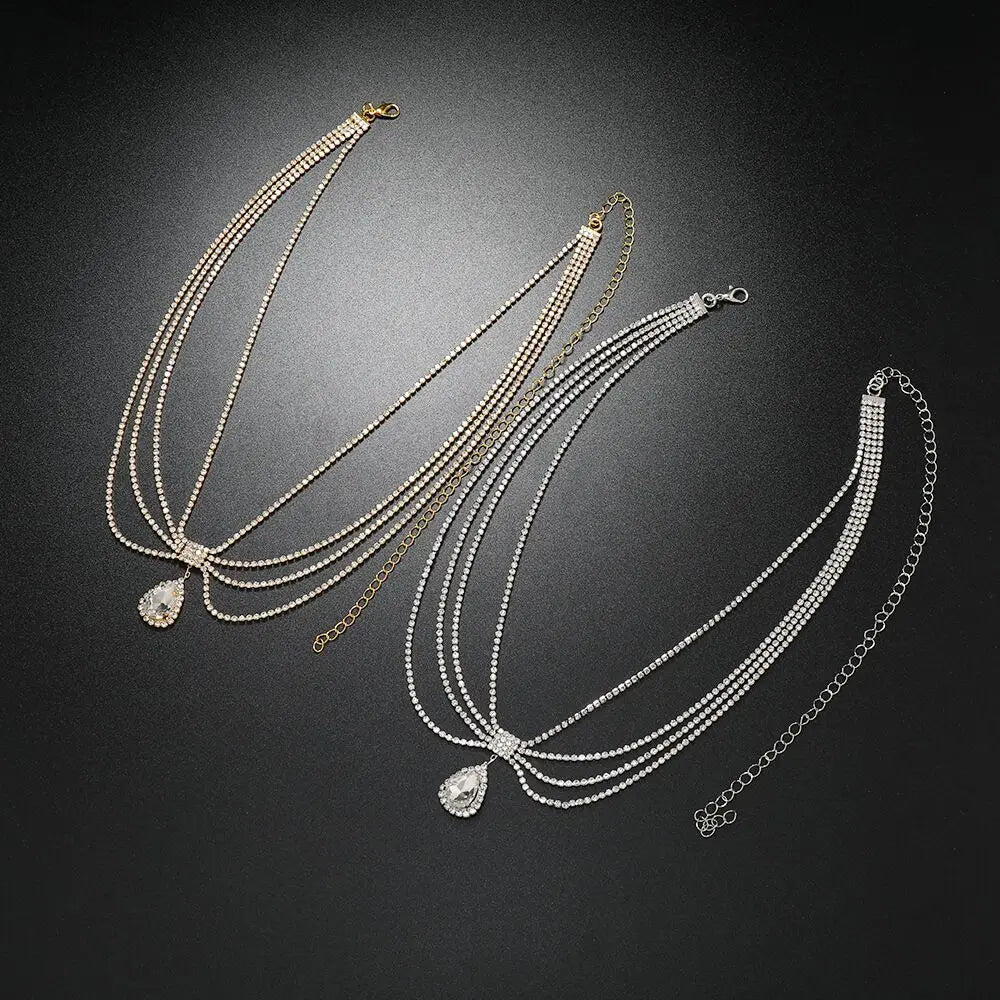 Boho Rhinestone Head Chain For Women Headpiece Wedding Accessories Crystal Forehead Chain Indian Hair Jewelry
