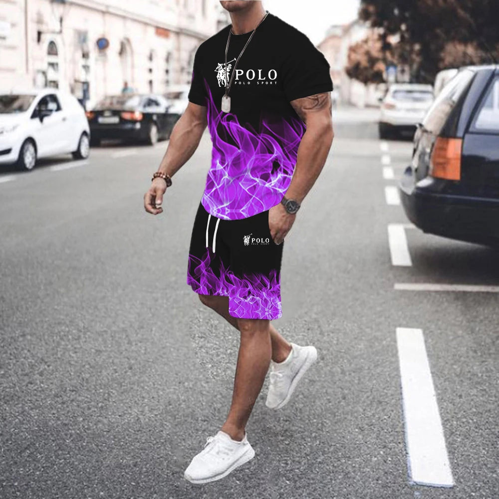 Summer Men's Casual Suit Street Fashion Loose and Comfortable T-Shirt Outdoor Sports Running Shorts Novel