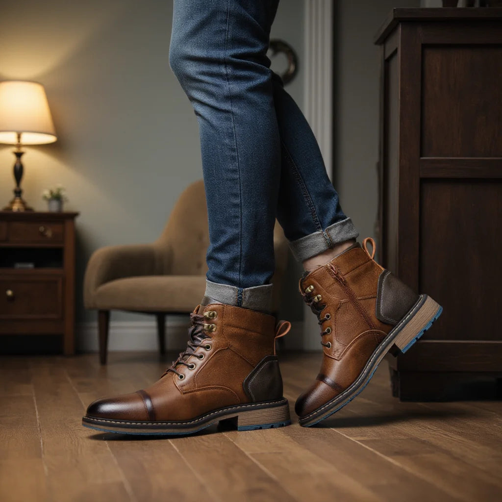 Size 8-13 Retro Men Boots 2025 Fashion Comfortable Spring Leather Boots