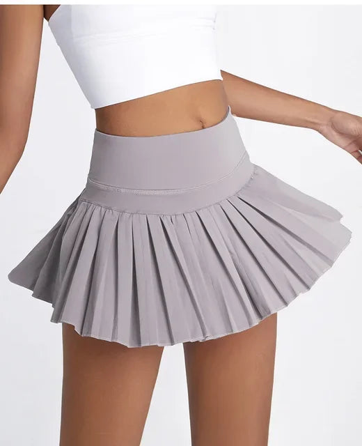 Safe Tennis Skirts XS-XXL Gym Golf Running Pleated Pant skirt Women Sports Fitness Shorts Pocket High Waist Skort