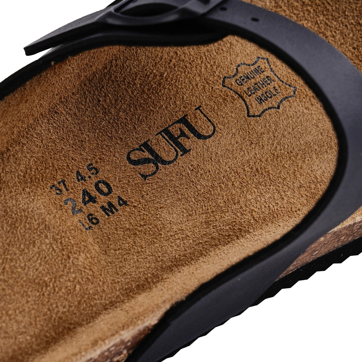 Summer Cork Sandals Women's Leather Clogs Slippers Black Classic Buckle Cork Slides