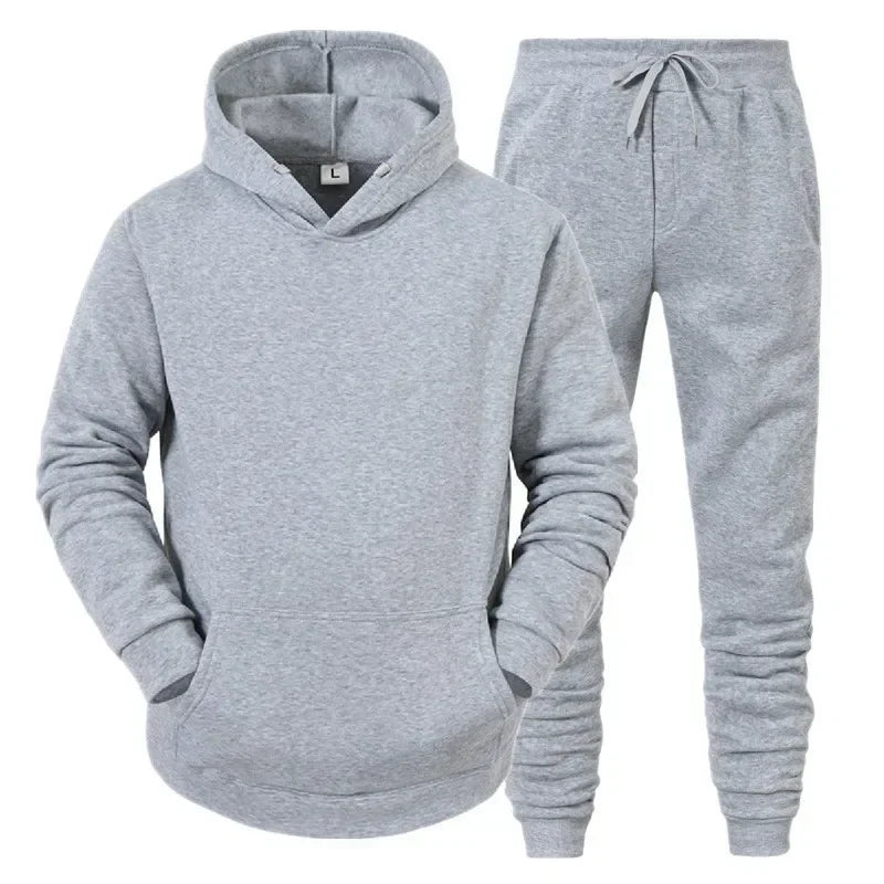 Basic Men/Women 2Pcs/Sets Sweatshirt Hoodies Pants Male Gyms Fitness Tops Joggers Sportswear Tracksuits