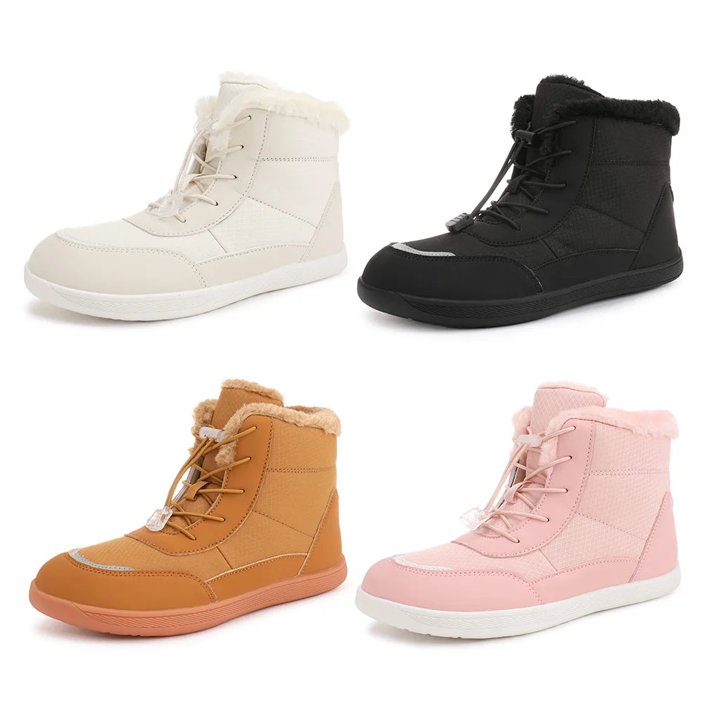 Winter Snow Boots Fur Lined Barefoot Boots Wide Toe Box Ankle Booties Walking Boots Outdoor Hiking Boots