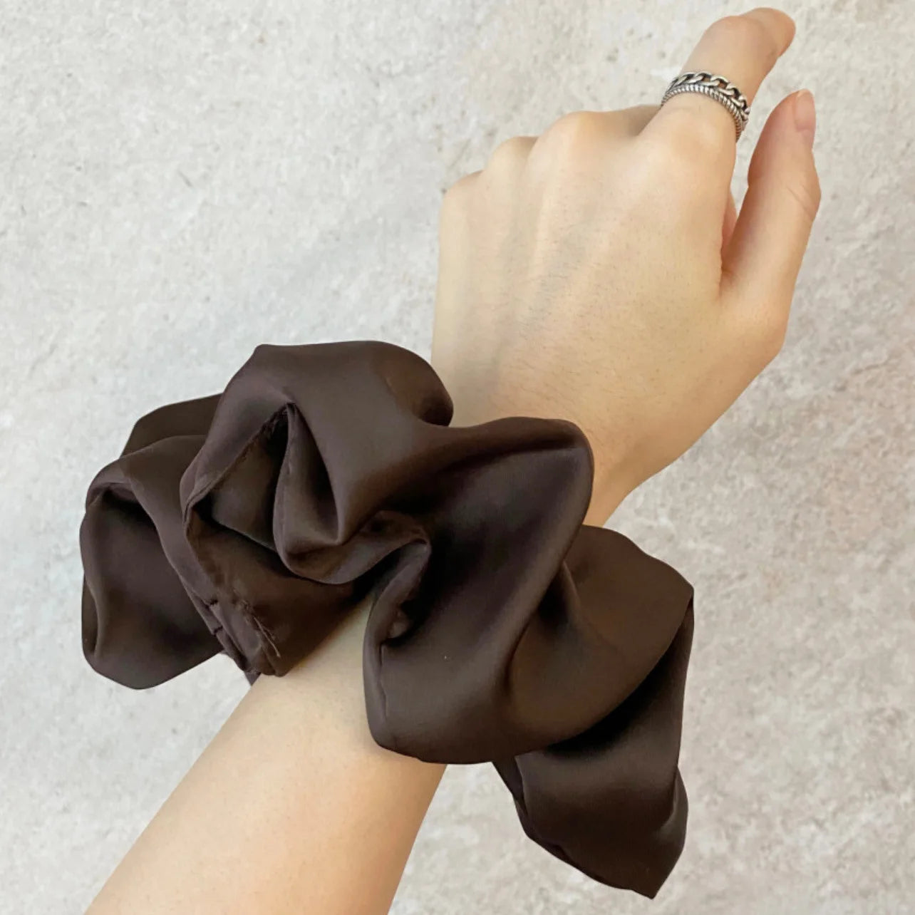 Fashion Oversized Silk Scrunchies for Women Chiffon Elastic Hair Ties Ponytail Holder Headwear