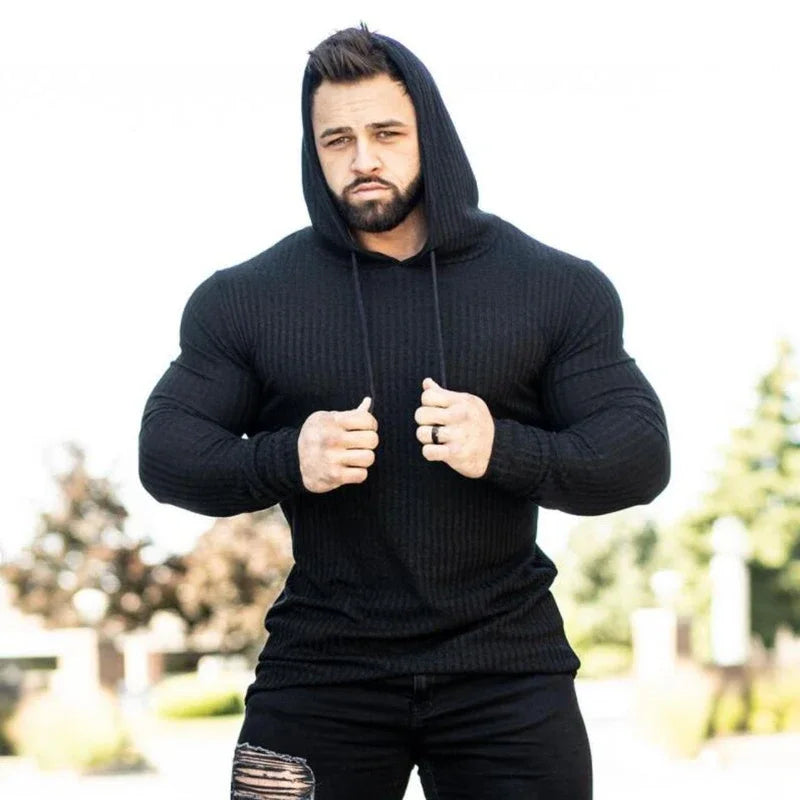 Spring Fashion Hooded Sweaters Men Casual Turtleneck Sweaters Slim Fit Sports Pullover
