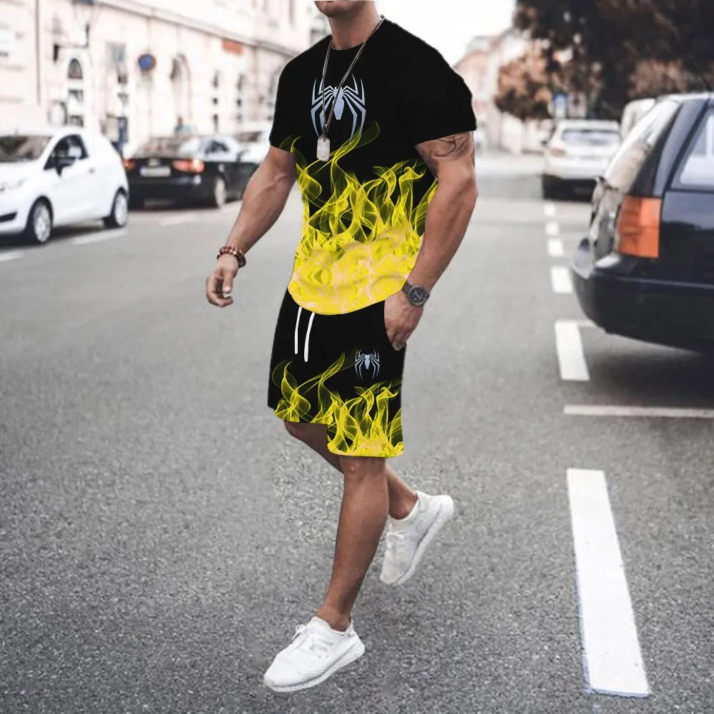 3D Printed Men s Casual Luxury Gradient T-Shirt Shorts Set Tracksuit Male 2 Pieces Fashion Outfit Man Clothing Jogging Suit