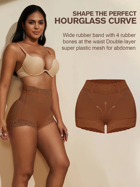 Lace Trim Sculpting Panties, Comfy & Breathable Butt Lifting Panties