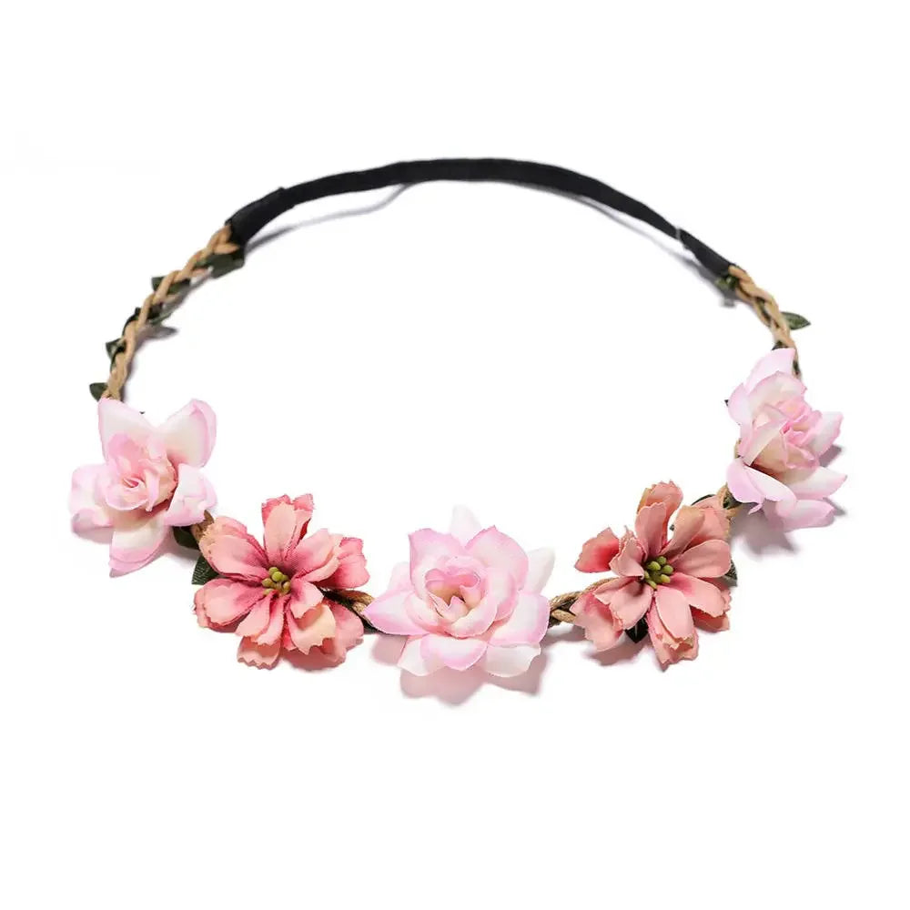 Flower Crown Hairband Rope Floral Headband Garland  Wreath Elastic Hair Accessories  Headpiece