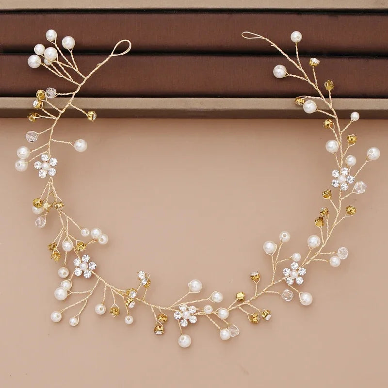 Pearl Headband  Hair Accessories Rhinestone Crystal Wedding Headband For Women Bride Head piece Hair Jewelry