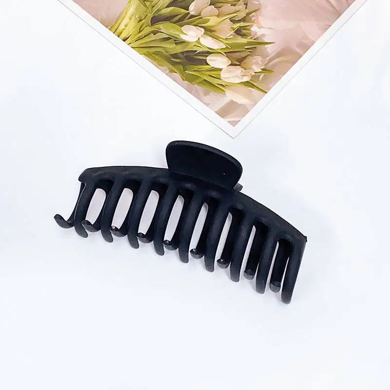 Solid Color Acrylic Frosted Wave Hair Claws for Women Simple Versatile Back Head Shark Clip French Hair Accessories