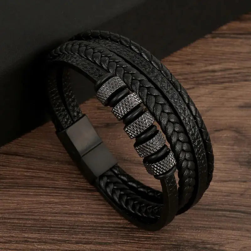 Classic Men's Leather Bracelet  Style Hand-woven Multi-layer Combination Accessory Fashion Man Jewelry