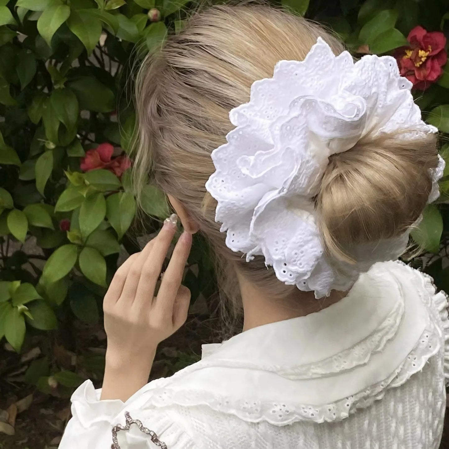 Oversized Lace French Hair Scrunchie For Women Elastic Ponytail Holder Headbands Hair Bands Elastic Hair Accessories