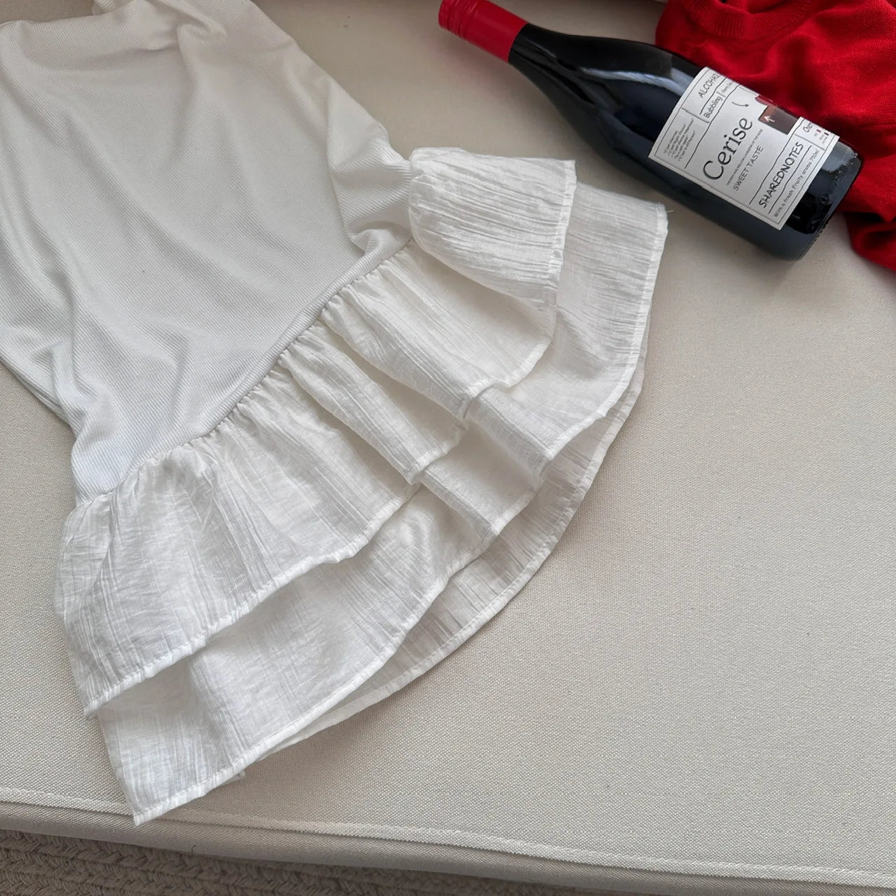 White Camisole Top for Women with Ruffle Double-layer Skirt Women Sleeveless Tank Top Splicing Slimming Strapless Base Vest Tee