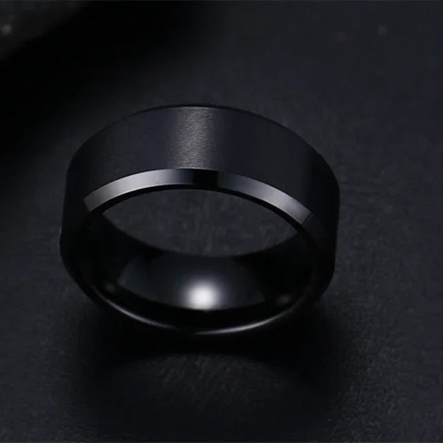 Charm Jewelry Ring for Men Women Stainless Steel Black Rings Wedding Band Quality Matte Male Jewelry