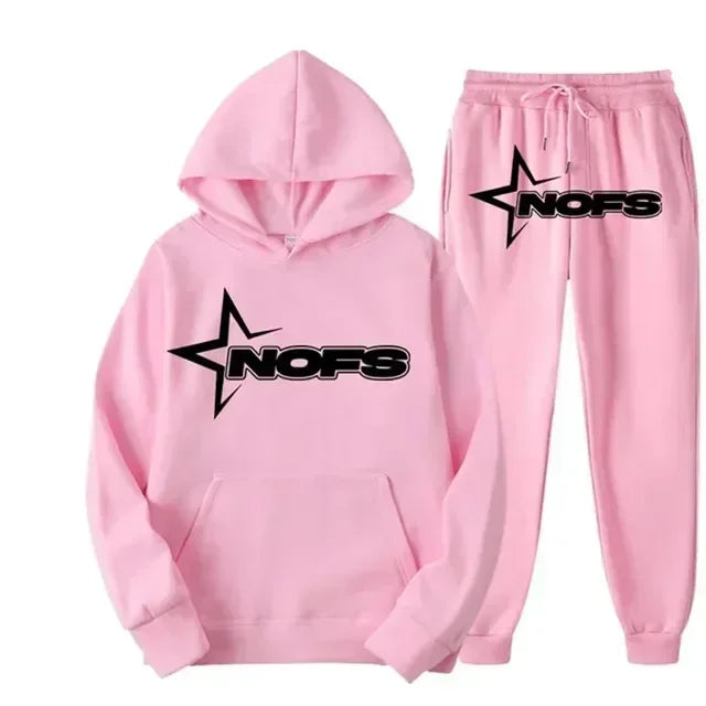 Trendy Kangaroo Pocket Hoodie And Sweatpants 2 Piece Set For Man Casual Letter Printed Outfits  Elastic Waist Pants Suit