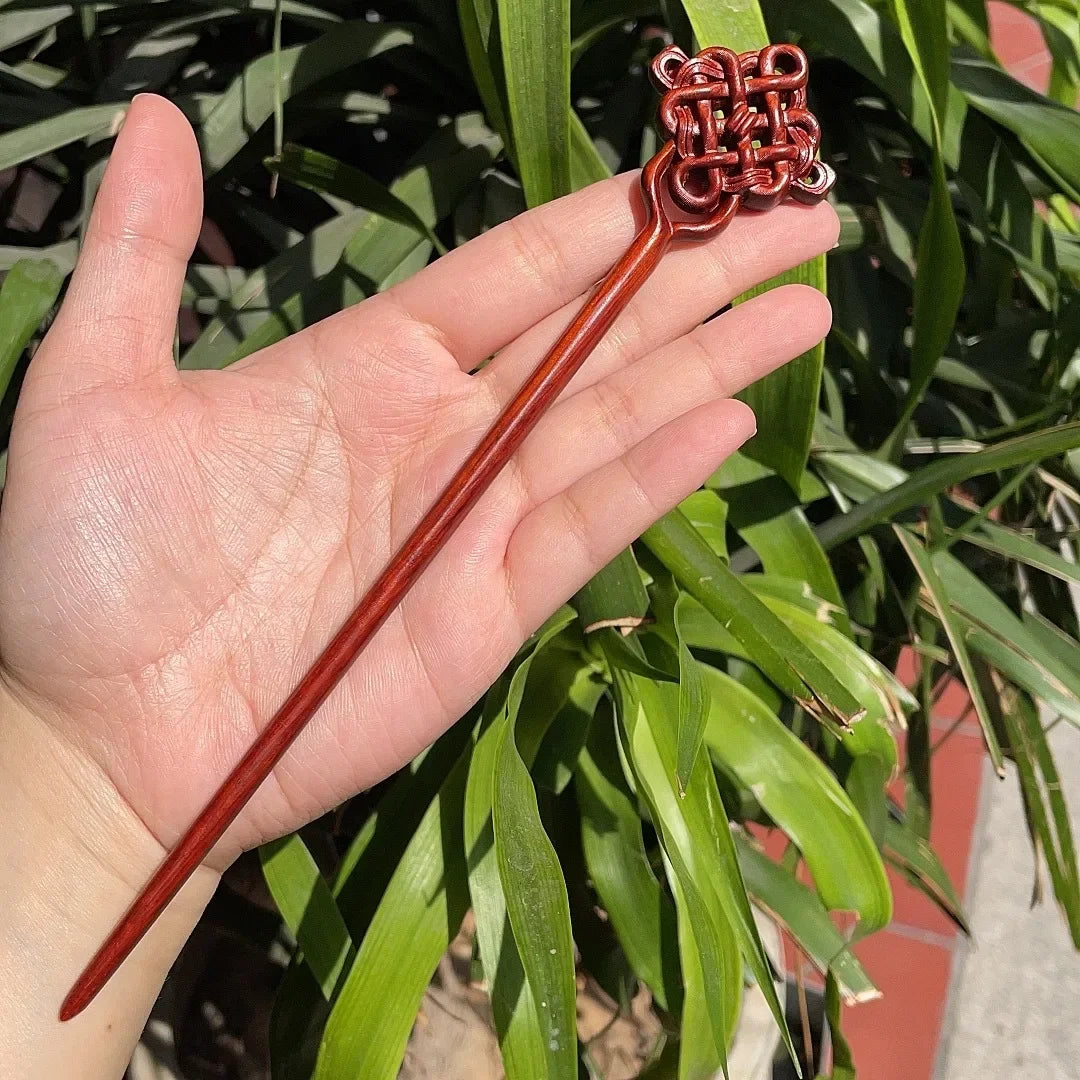 Chinese Retro Style Peach Wood Handmade Carved Hairpin Hollow Out Hair Stick Hairpin Women Hair Styling Tools Hair Accessories