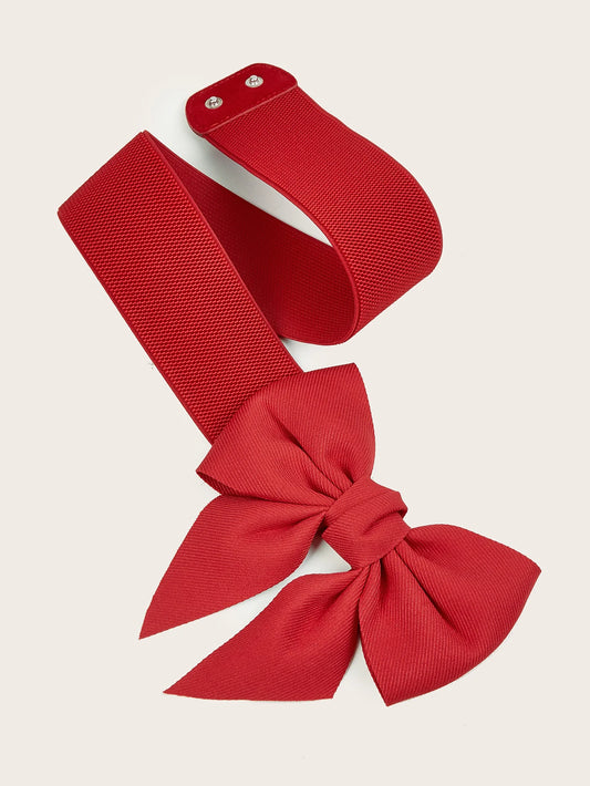 Women Stretch Waist Belt Straps Elegant Wide Side Waistband Large Bow Elastic Belts