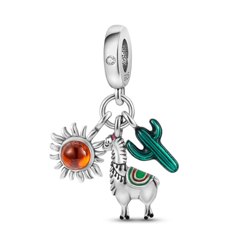 925 Sterling Silver Lion Dragonfly Animal Pendant Bracelet Charms