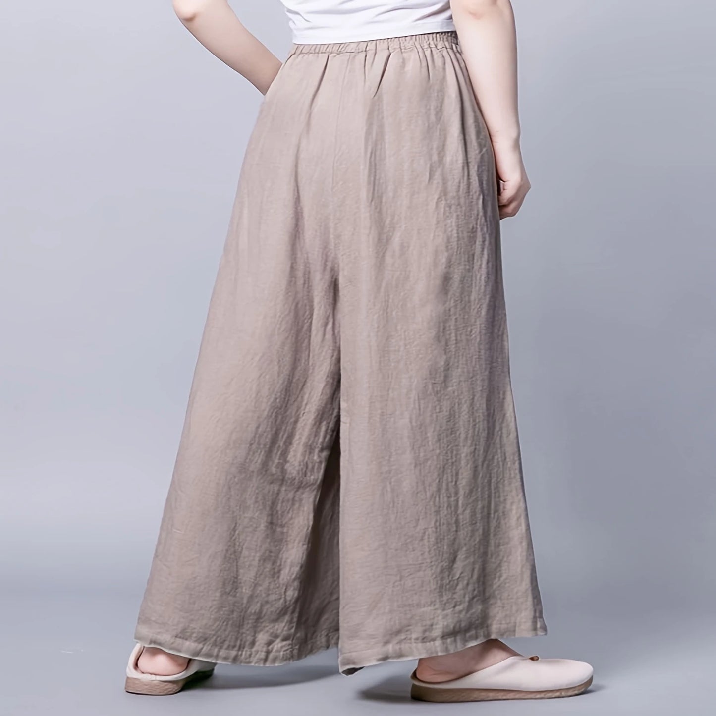 Chinese Retro Style High Waist Wide Leg Pants for Women, Spring & Summer Clothing