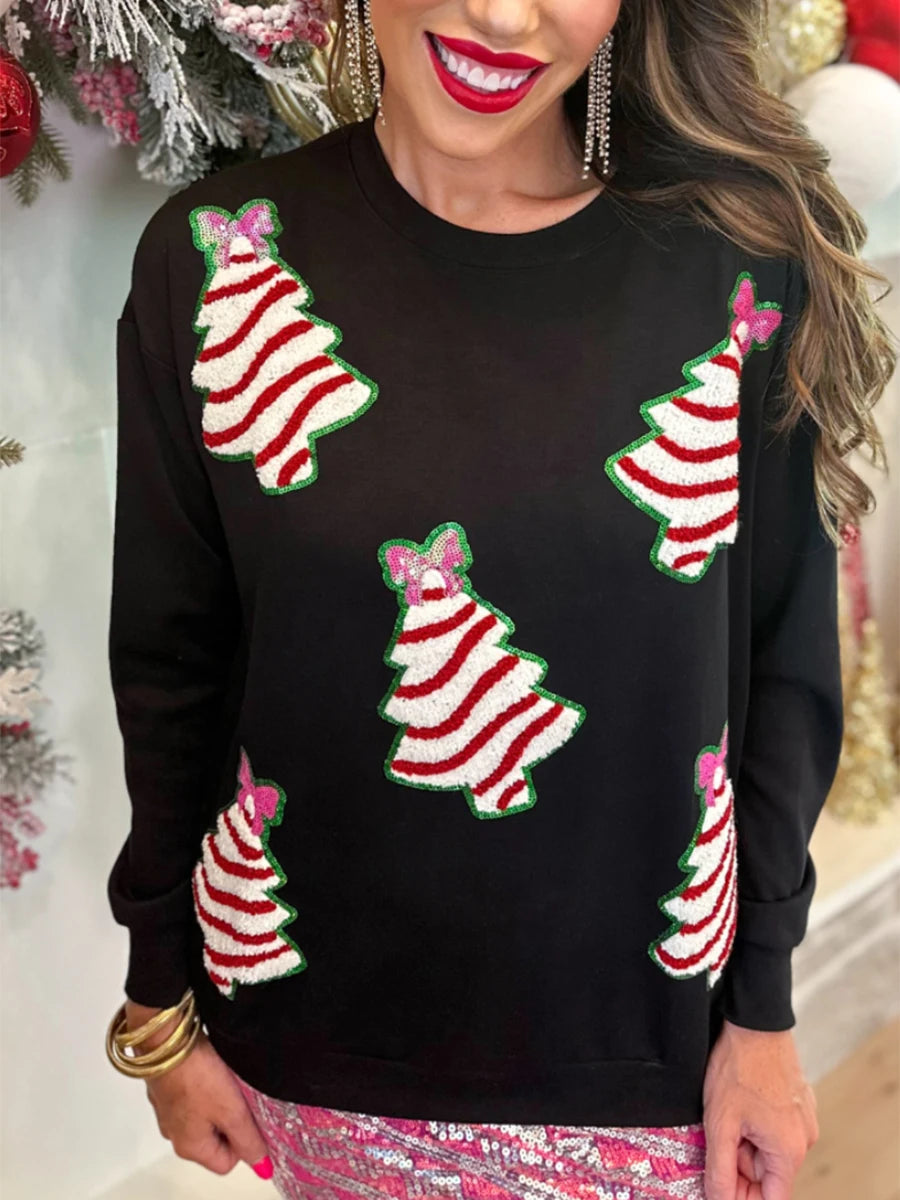 Women s Christmas Sweater Cozy Knit Pullover with Christmas Pattern and Ribbed Crew Neck for Festive Holiday Cheer