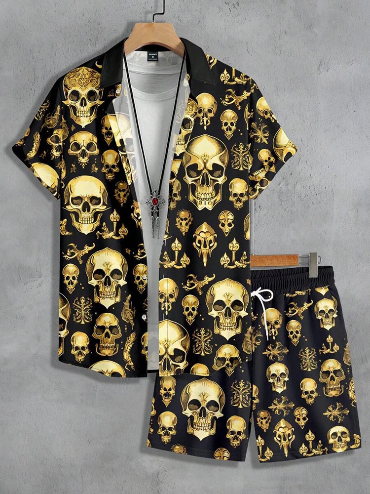 Summer Men's Short-sleeved Shirt Beach Shorts Set Outdoor Everyday Men's Summer Shorts Street Fashion Men's Casual Shirt