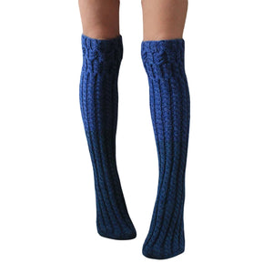 Winter Cable Knit Thigh High Socks Fashion Over the Knee Leg Warmers Solid Color Boot Stockings