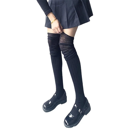 Cable Knit Over Knee Socks Soft Stretchy Stocking Thigh High Leg Warmers