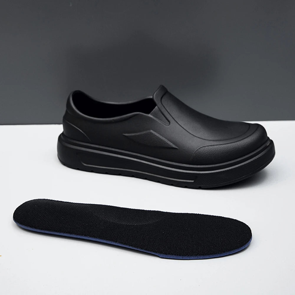 Men EVA Chef Shoes Lightweight Work Shoes Waterproof Slip On Nursing Shoes Oil-proof Garden Shoes Non Slip for Kitchen