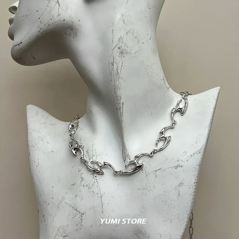 Trend Irregular Titanium Steel Necklace For Man Luxury Collar Chain Unisex Jewelry Street Hip Hop Accessories