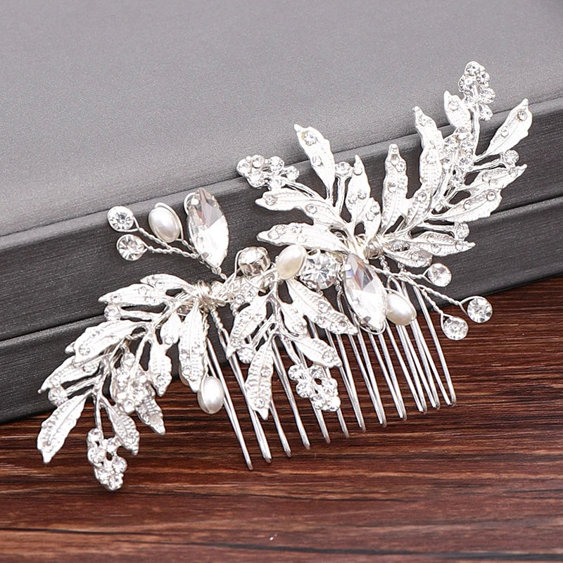 Hair Combs  Hair Accessories For Women Hair Jewelry Silver Color Pearl Rhinestone Head Jewelry Women Accessories
