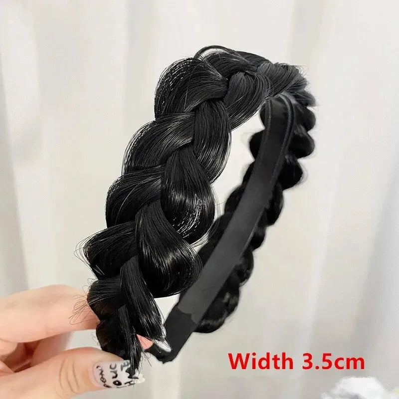 Wig Twist Headbands For Women Wide Fishbone Braids Hairbands Handmade Retro Head Hoop Hair Styling Headwear Accessories