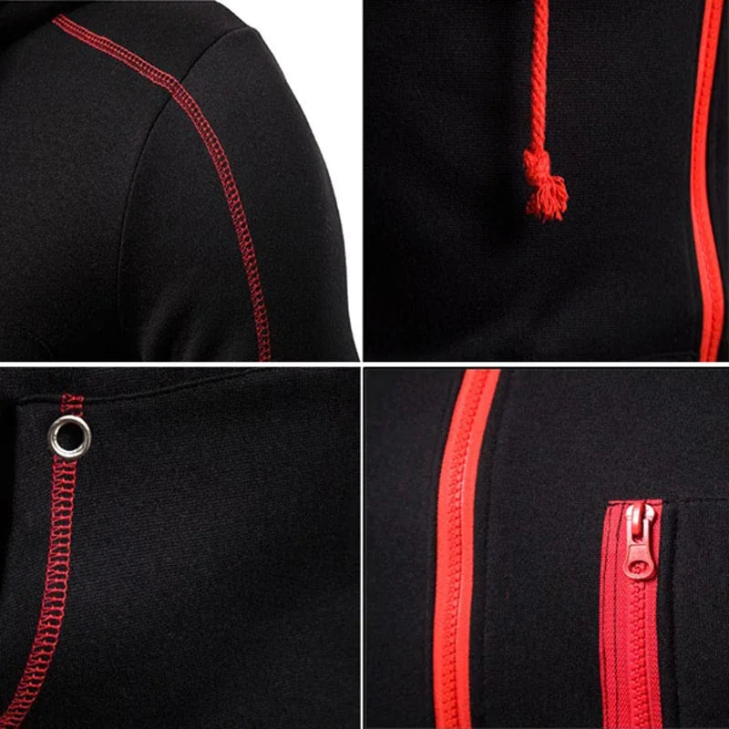 Men's Sets Wear Men's Fashion Autumn Winter Double Zipper Jacket/ Hoodie Pant Warm Tracksuit Sportwear Jogging Suits