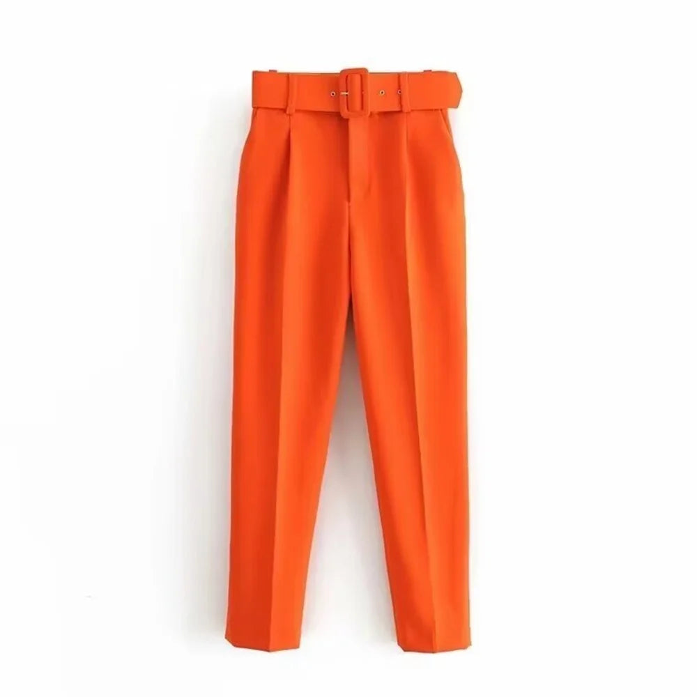 Casual Women's Wear Simple Fashion Solid Color Suit Top Straight Pants Set Two Piece Set Blazer Pants