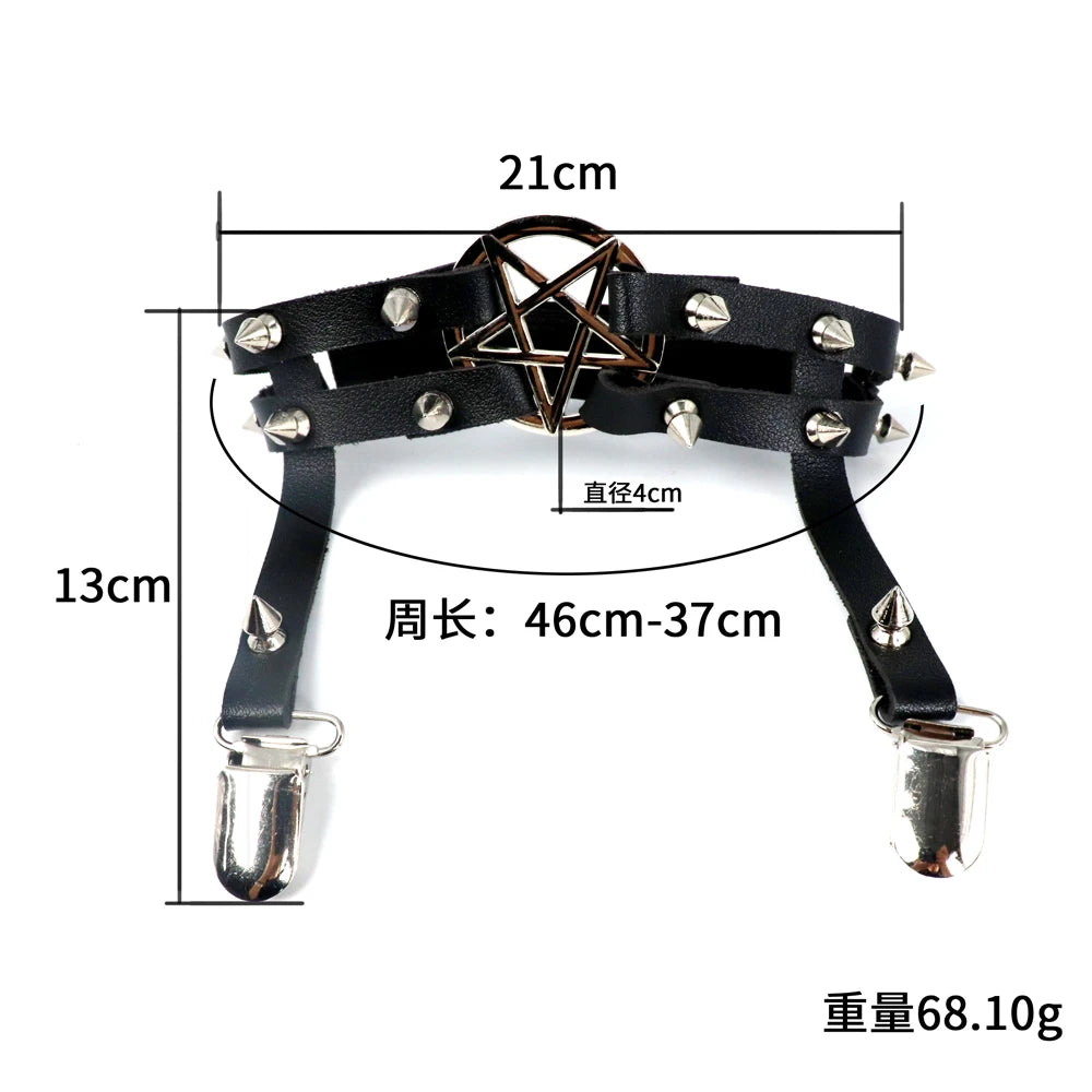 Leg Strap Garter Belt Pentagram Thigh Harness Women Girls Goth Accessories Jewelry