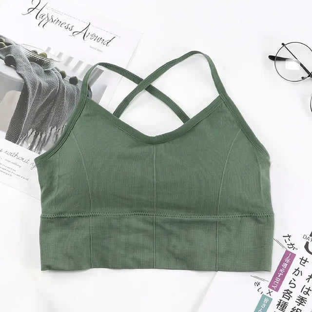 Cross Strap Sports bra High Impact For Gym Fitness  Sportswear Tank Top Yoga Push Up Crop Top