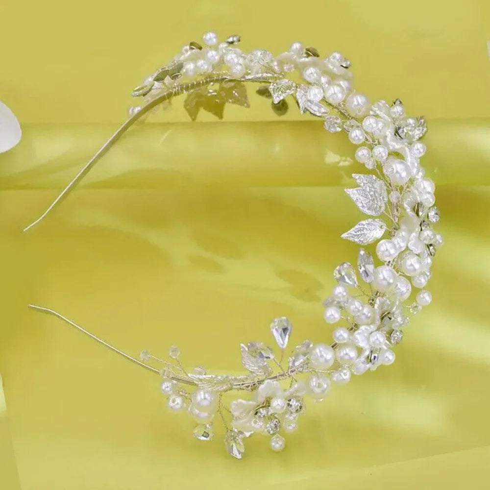 1Pcs Boho Style Handmade Faux Pearl Headwear Flower Shaped Hair Accessories
