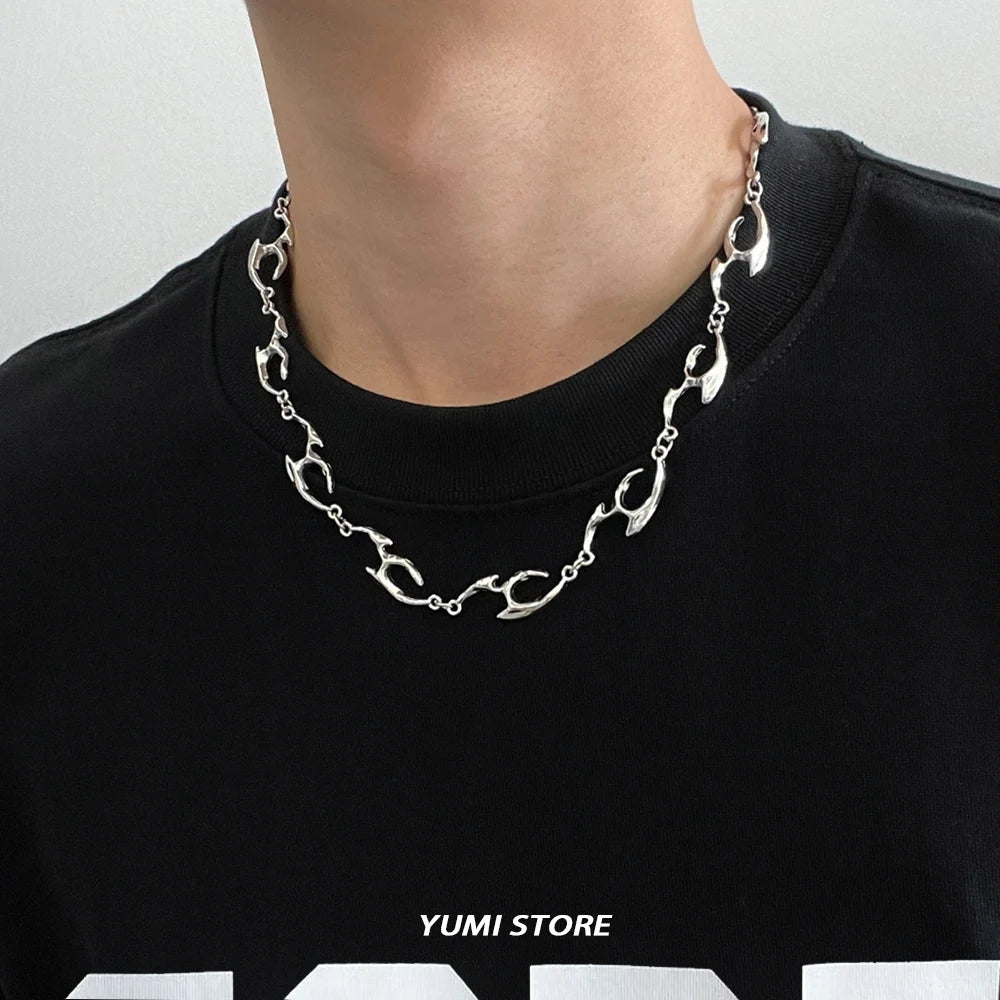 Trend Irregular Titanium Steel Necklace For Man Luxury Collar Chain Unisex Jewelry Street Hip Hop Accessories