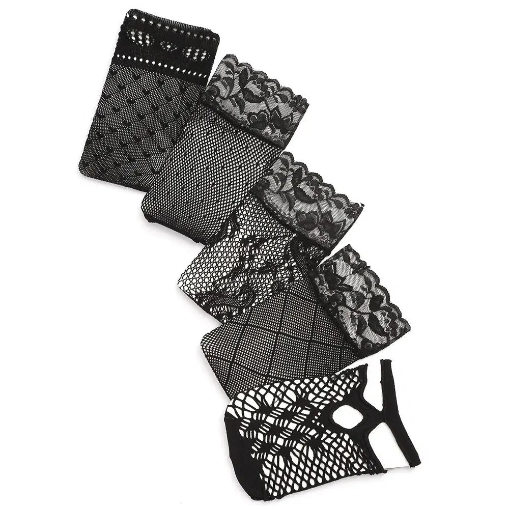 5/10/20 Pairs Vintage Lace Women's Socks Summer Mesh Elastic Transparent Ankle Socks  Women Versatile Fish Net Black Sock